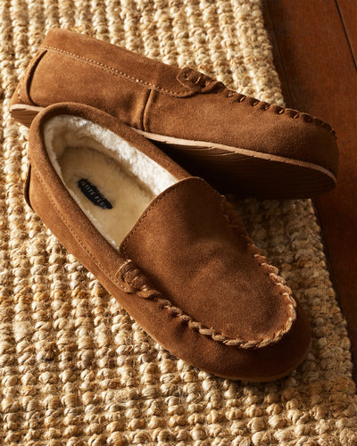 Men's Tan Suede Slippers