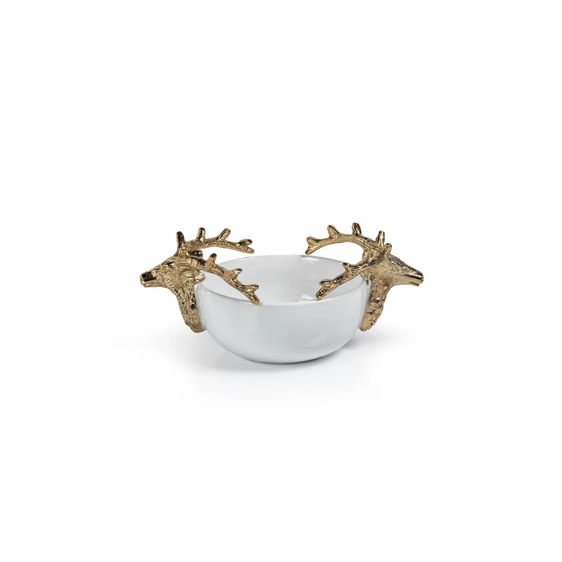 Aspen Ceramic Bowl with Gold Stag Head Design