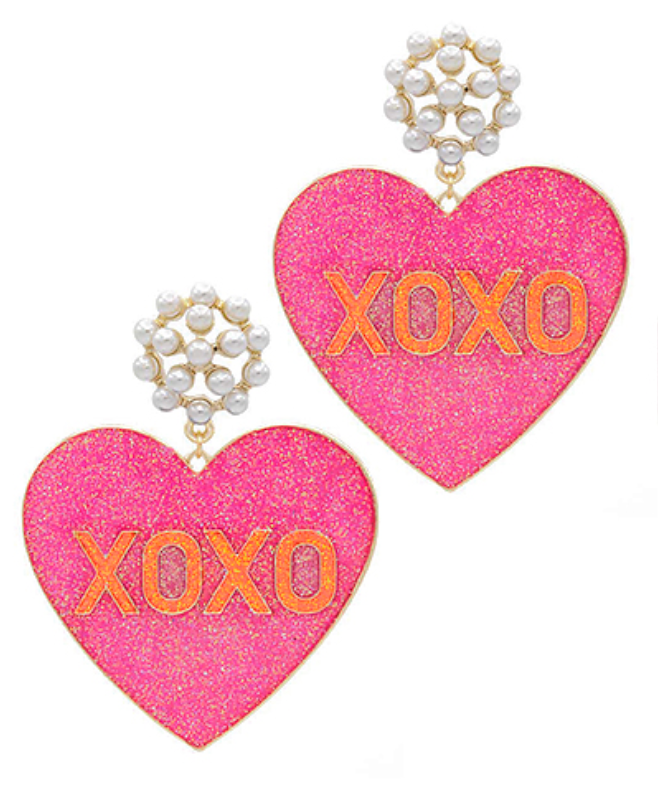 XOXO Enamel Heart Drop Earrings