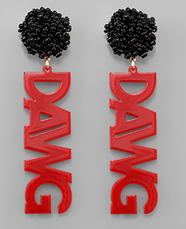 "Dawg" Letter & Pompom Earring