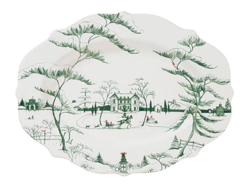 Country Estate Winter Frolic Serving Platter- Evergreen