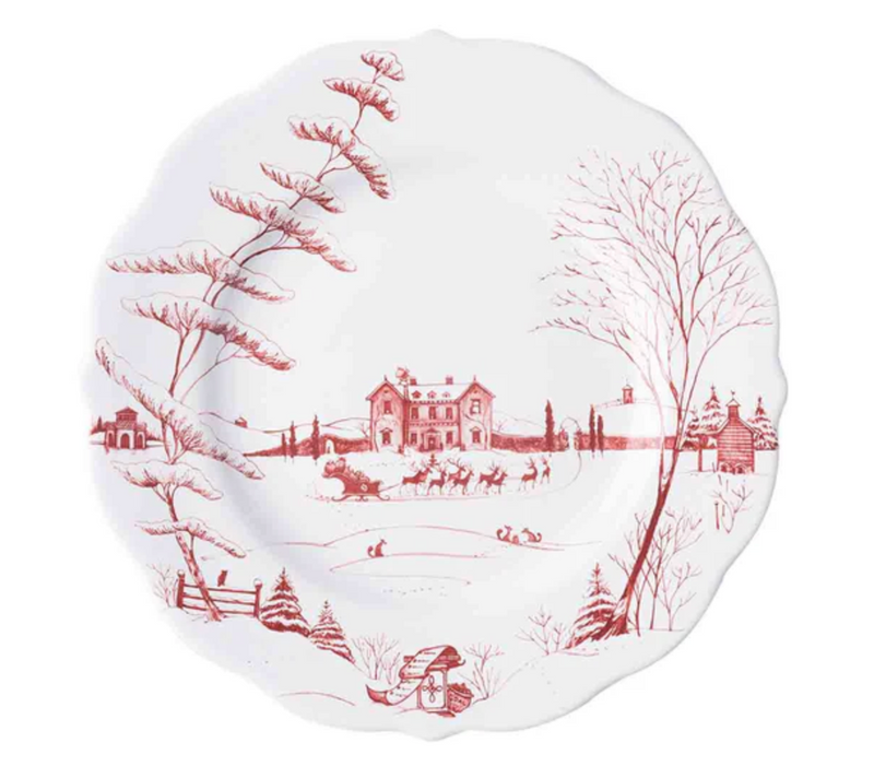 Country Estate Winter Frolic Dinner Plate- Ruby