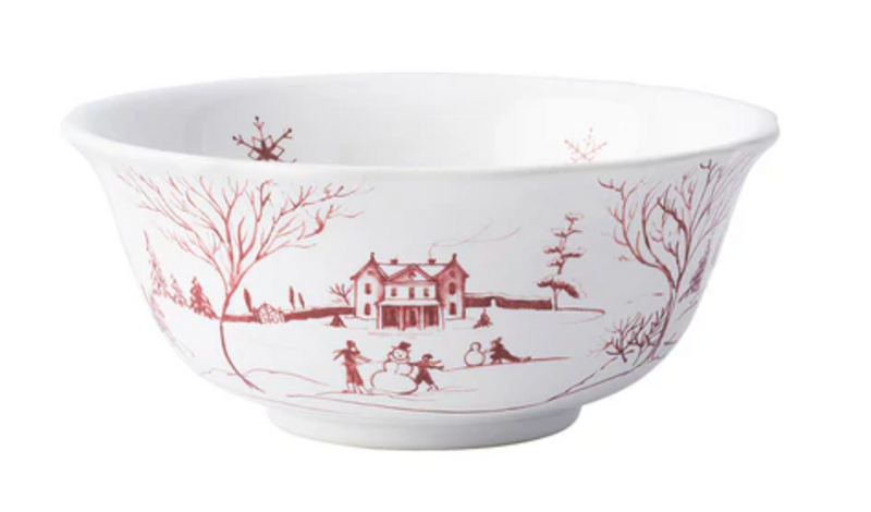 Country Estate Winter Frolic Cereal/Ice Cream Bowl- Ruby