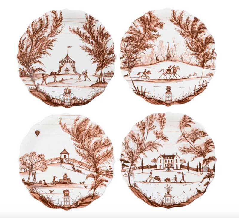 Country Estate Harvest Party Plate Set of 4- Sepia