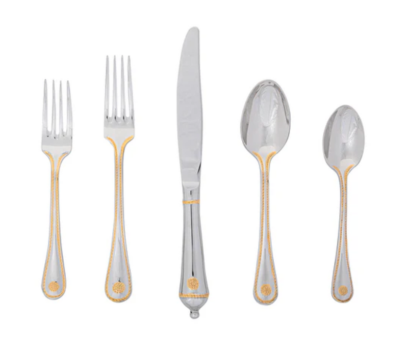 Berry & Thread Polished with Gold Accents 5 pc Flatware