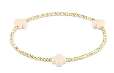 Signature Cross Gold Pattern 2mm Bead Bracelet