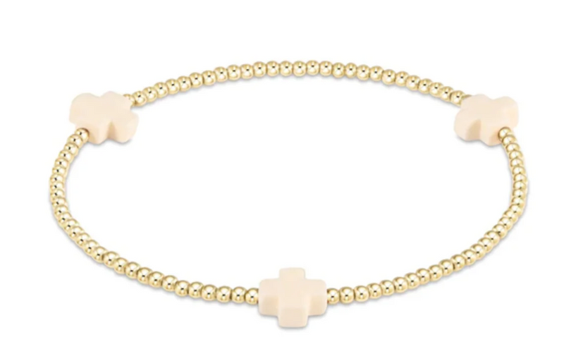 Signature Cross Gold Pattern 2mm Bead Bracelet