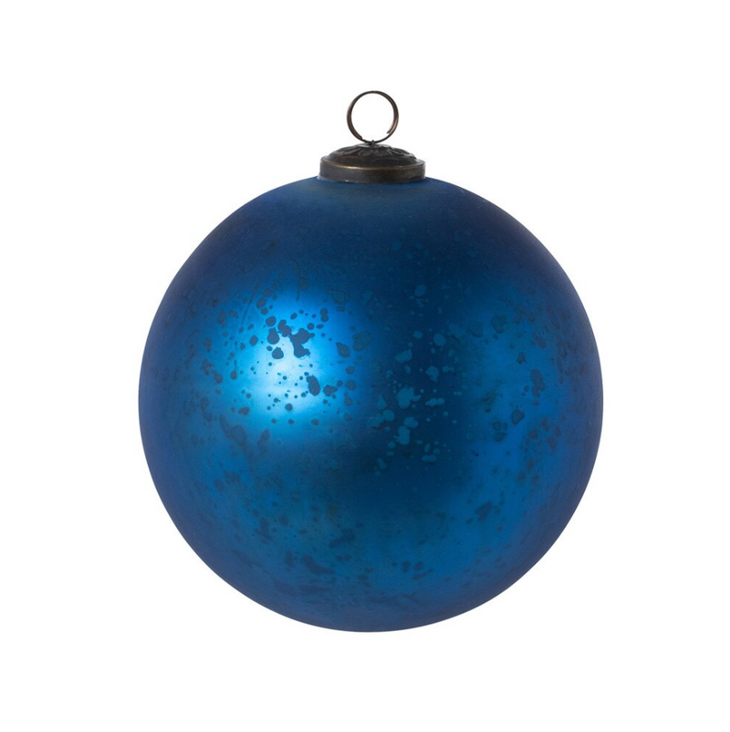 Antique Matte Blue Glass Ball Ornament