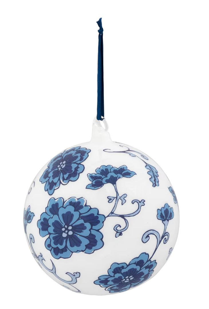 Peony Pattern Glass Ball Ornament