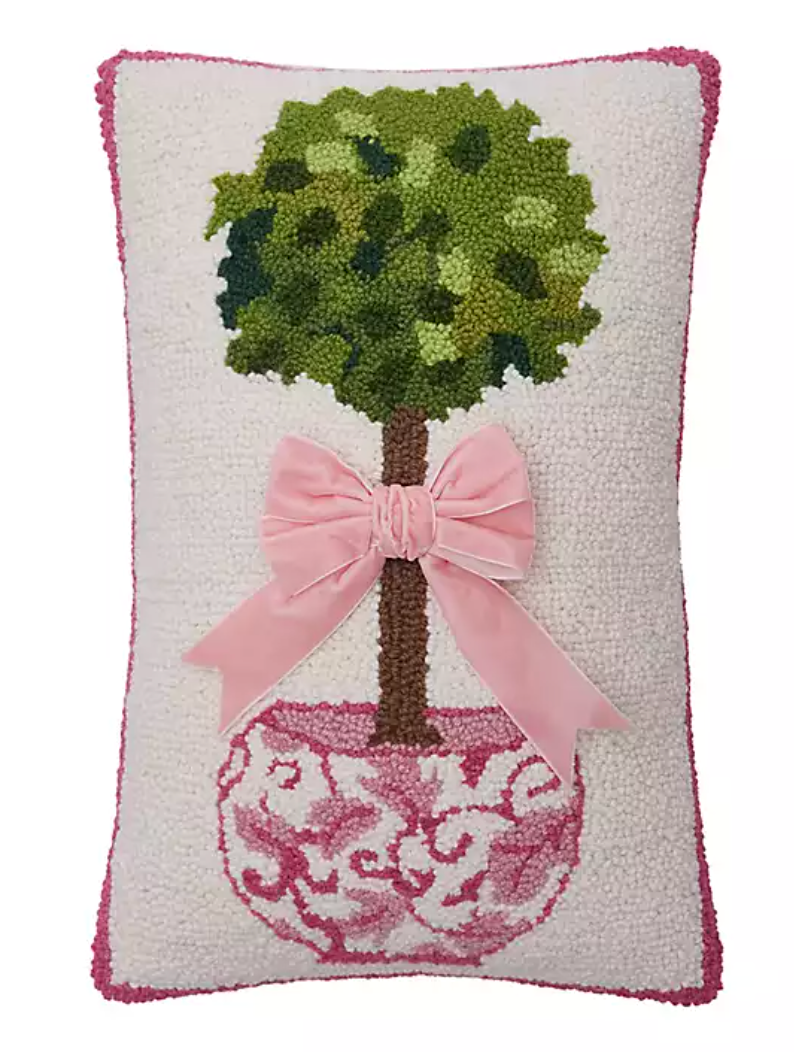 Chinoiserie Topiary Ribbon Hook Pillow