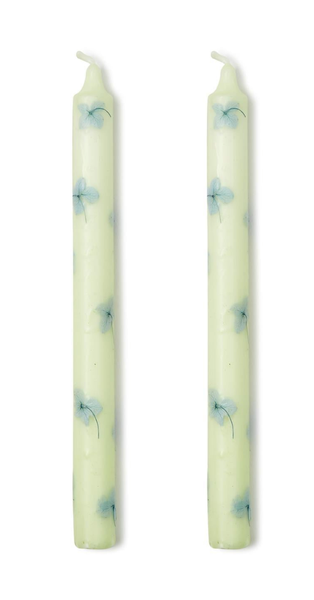 Taper Candles with Hydrangea Petal Decal- Set of 2