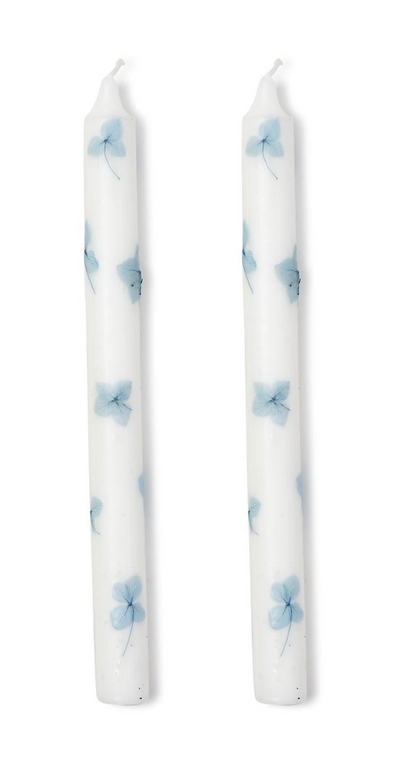 Taper Candles with Hydrangea Petal Decal- Set of 2