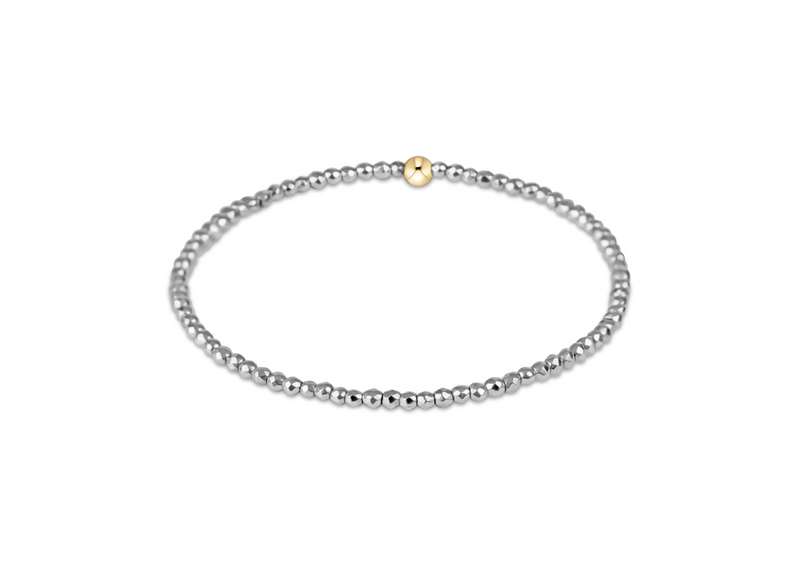 EXTENDS Silver Faceted Hematite 2mm Bead Bracelet