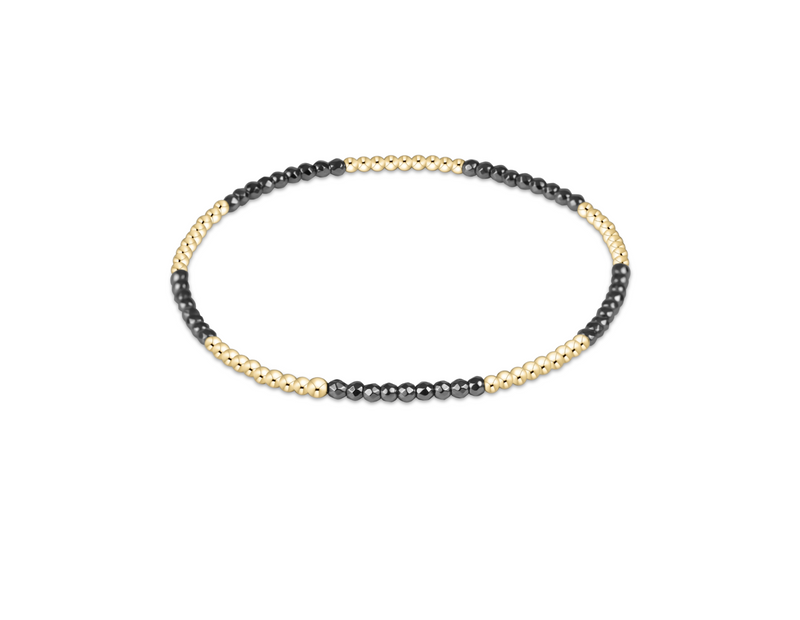 Blissful Pattern 2mm Bead Bracelet - Silver Faceted Hematite