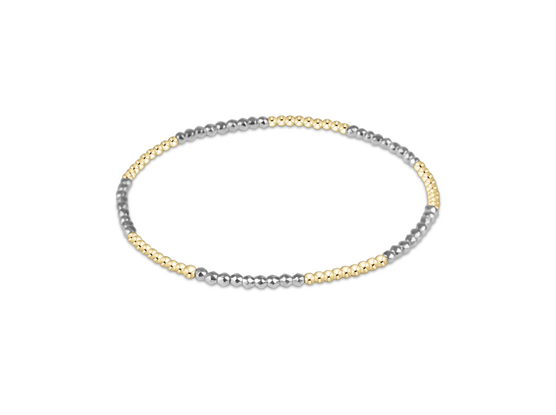 Blissful Pattern 2mm Bead Bracelet - Bright Silver Faceted Hematite