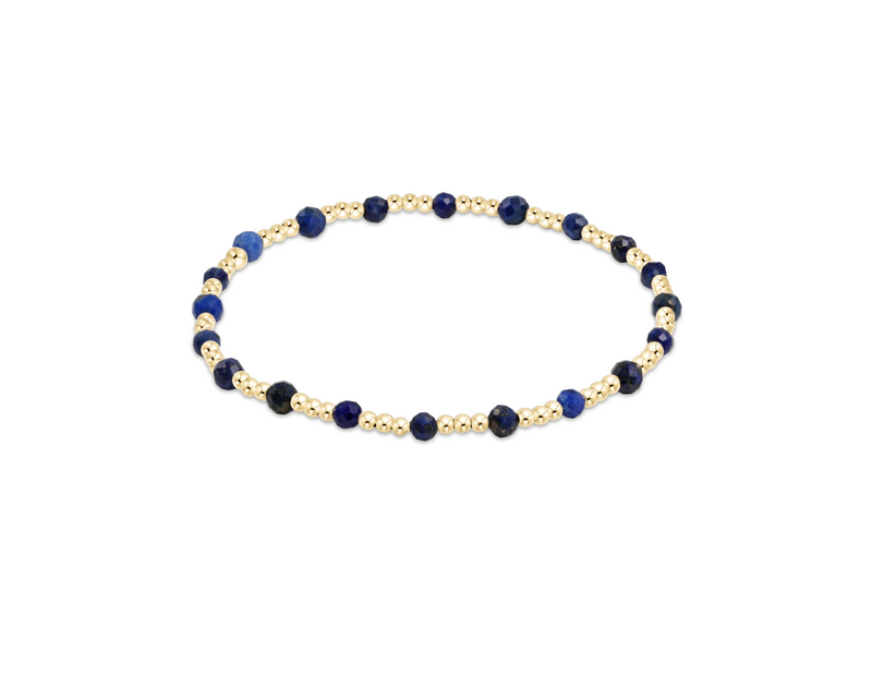 Gemstone Gold Sincerity Pattern 3mm Bead Bracelet - Lapis