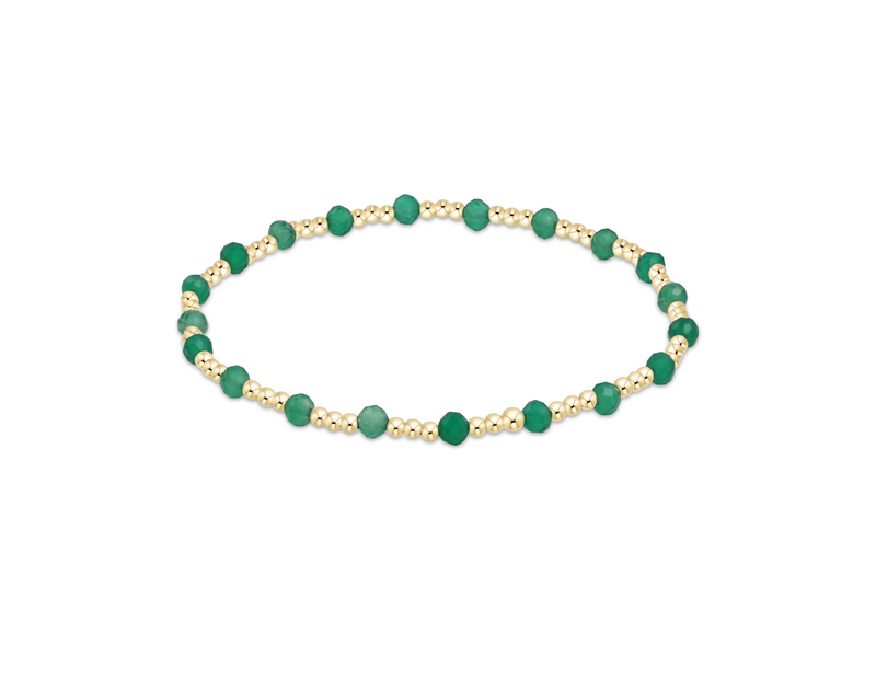 Gemstone Gold Sincerity Pattern 3mm Bead Bracelet - Faceted Green