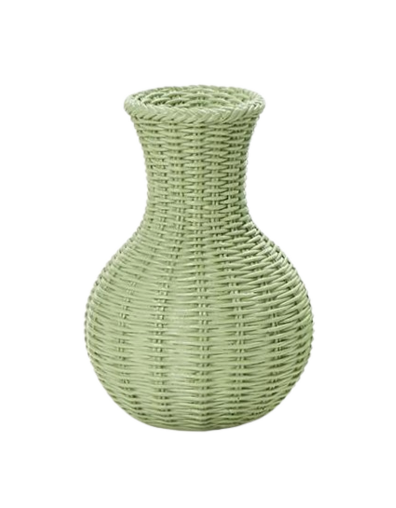 Verdigris Green Basket Weave Pattern Vase