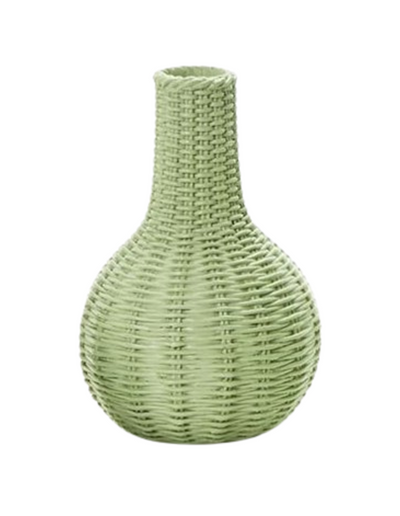 Verdigris Green Basket Weave Pattern Vase