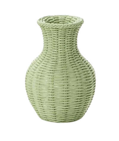 Verdigris Green Basket Weave Pattern Vase