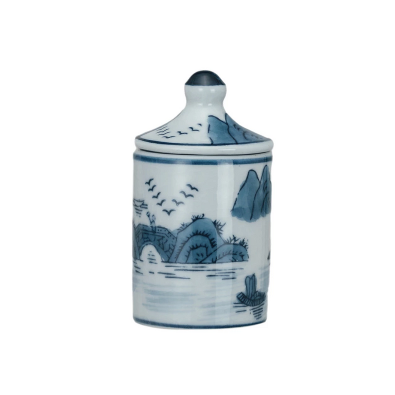 Hand-Painted Stoneware Spice Jar w/ Pattern