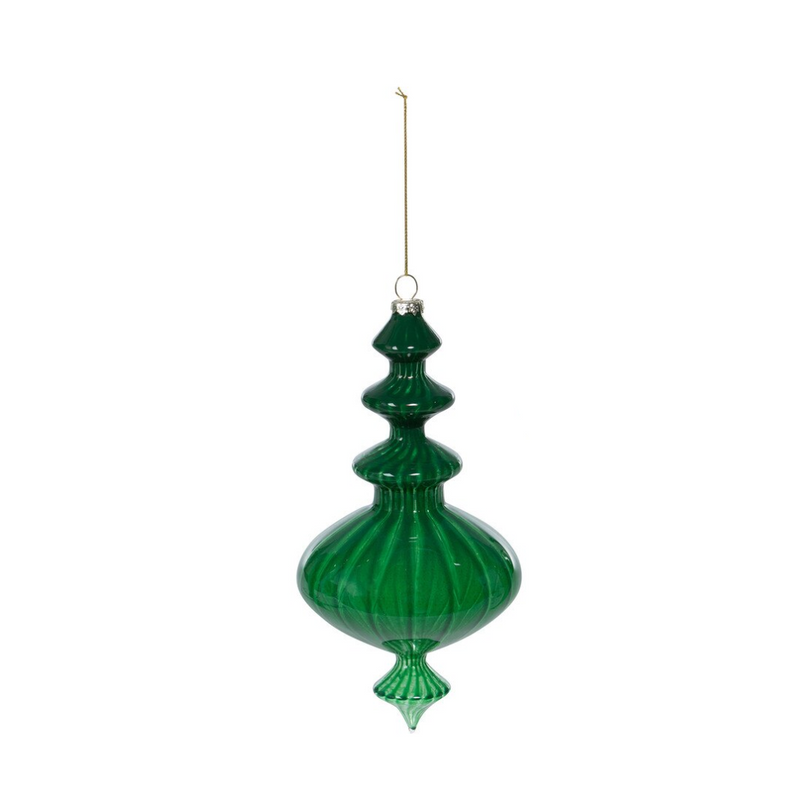 Luminous Green Glass Finial Ornament