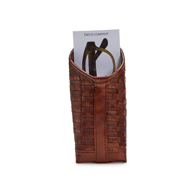 Chestnut Woven Leather Eyeglass/Accessory Holder