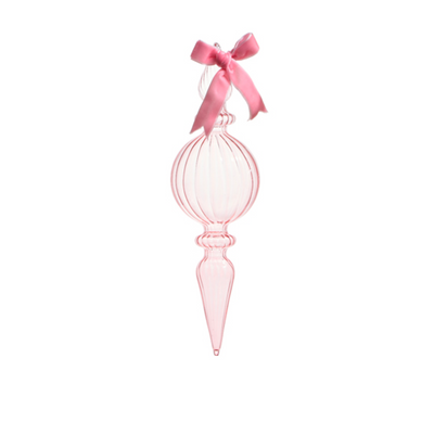 Clear Pink Blown Glass Finial