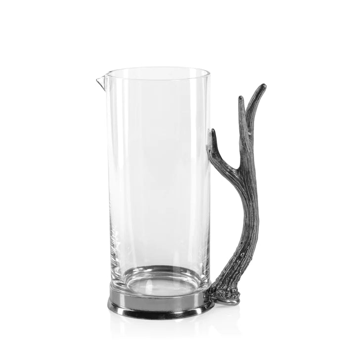 Davos Glass Pitcher with Pewter Antler Handle