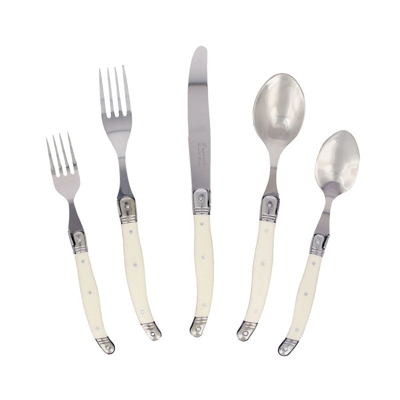 Laguiole 5-Piece Stainless Steel Flatware Set, Faux Ivory