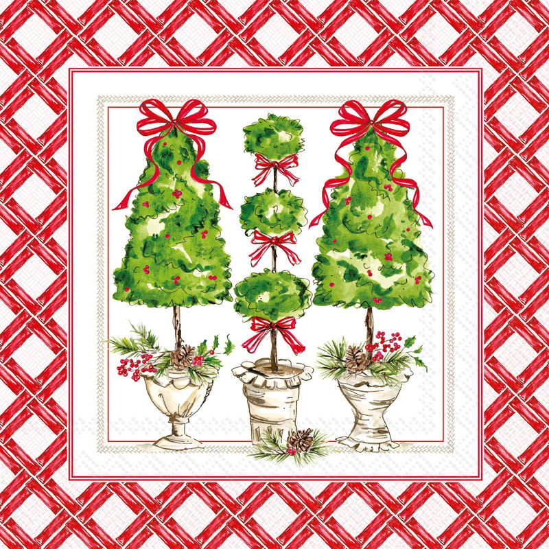 Paper Cocktail Napkins 20ct Holly Topiary Christmas