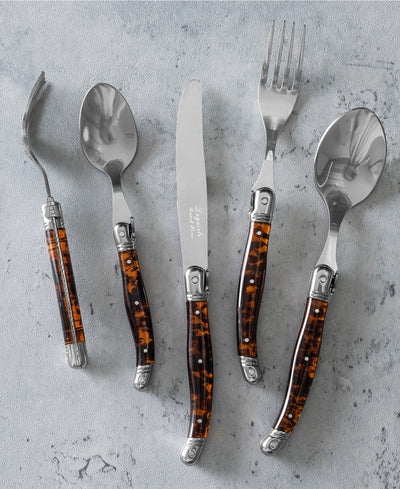 Laguiole Connoisseur 5pc 18/10 Ss Tortoise Flatware Set
