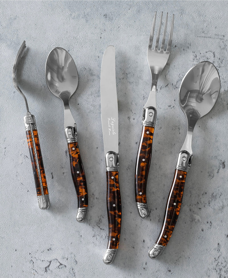 Laguiole Connoisseur 5pc 18/10 Ss Tortoise Flatware Set