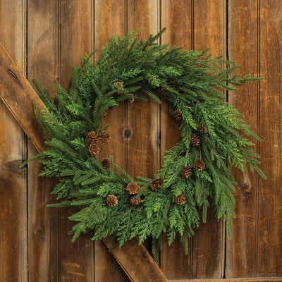 Soft Needle Pine & Cones Wreath - 24"