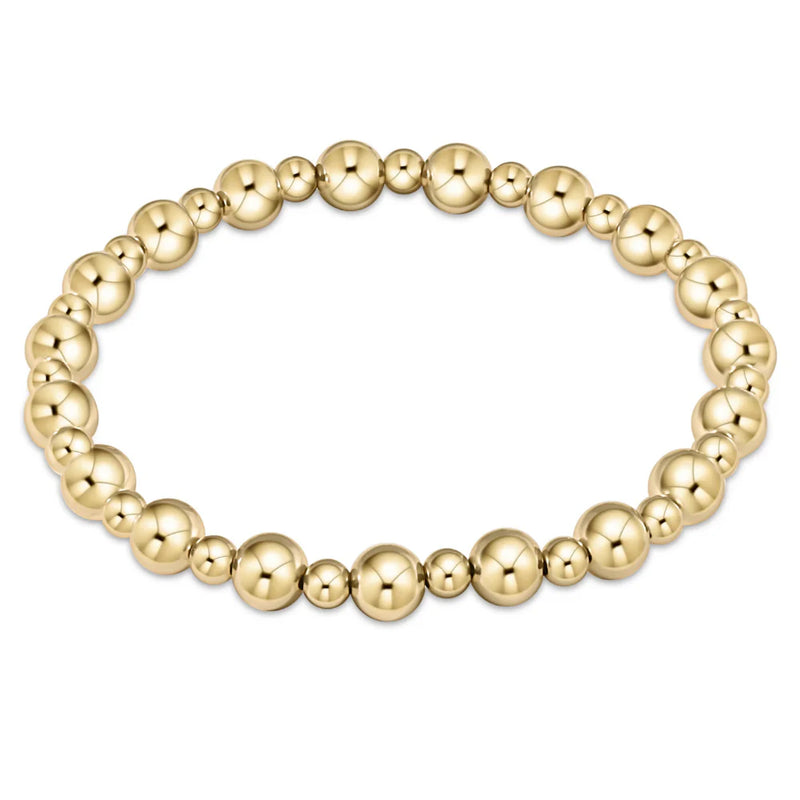 EXTENDS- Classic Grateful Pattern 6mm Bead Bracelet- Gold