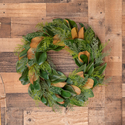 Magnolia Evergreen Wreath - 24 Inch