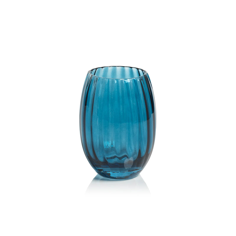 Madeleine Optic Glassware - Blue Azure, Stemless All Purpose Glass