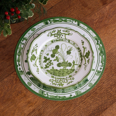 VIDA Faenza 11" Dinner Plate Set of 4 (White and Green)