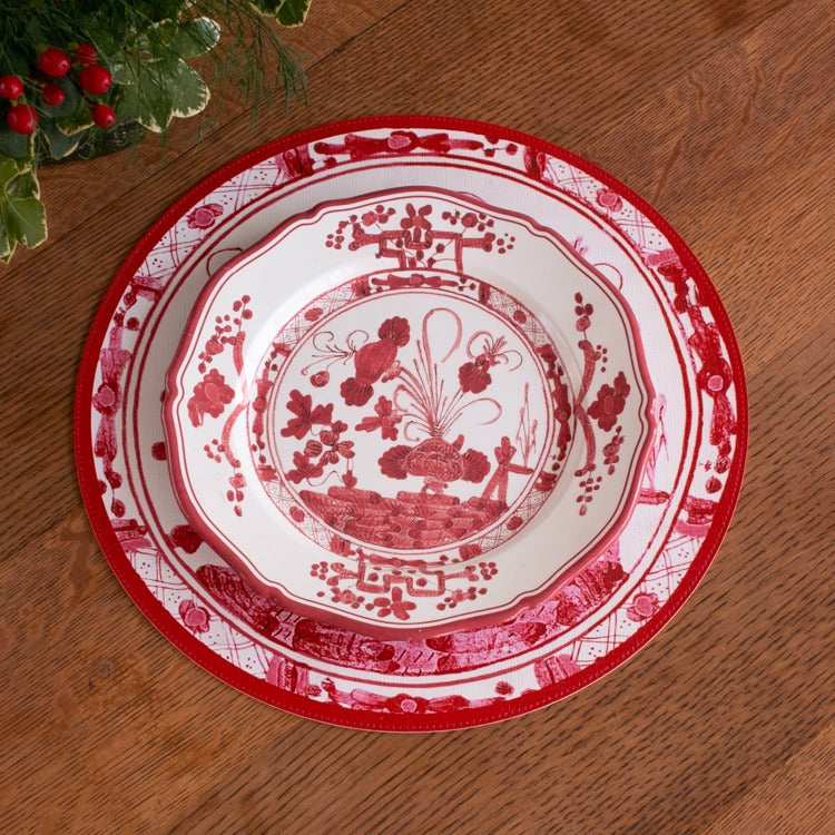 VIDA Faenza 11" Dinner Plate Set of 4 (White and Red)