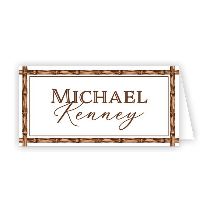Handpainted Brown Bamboo Border Placecard