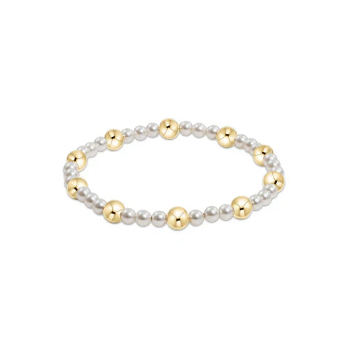 Pearl Sincerity Pattern 4mm Bead Bracelet- 6mm Gold