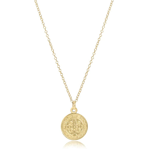 16" Necklace Gold- Blessing Gold Disc
