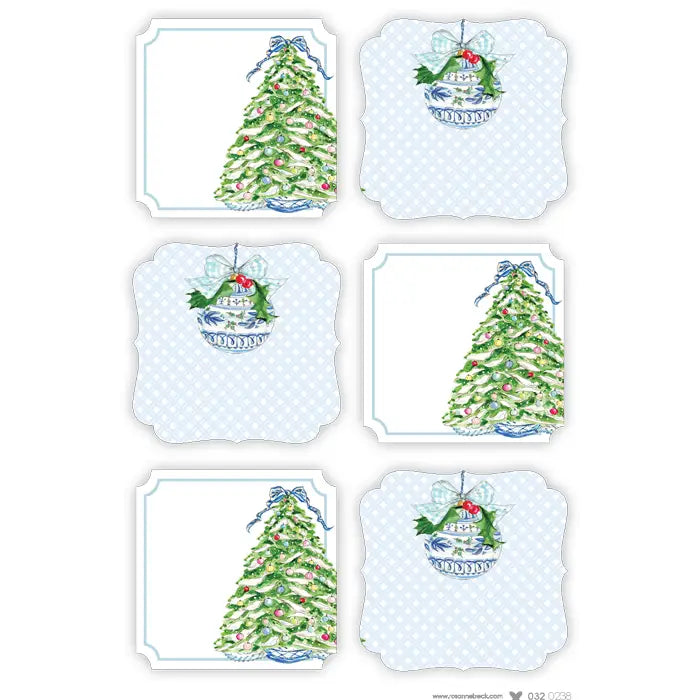 Christmas Tree with Blue Bow Die-Cut Sticker Sheet