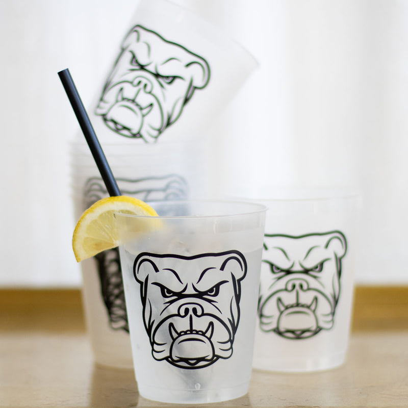 Bulldog Party Cups- Frosted/Black