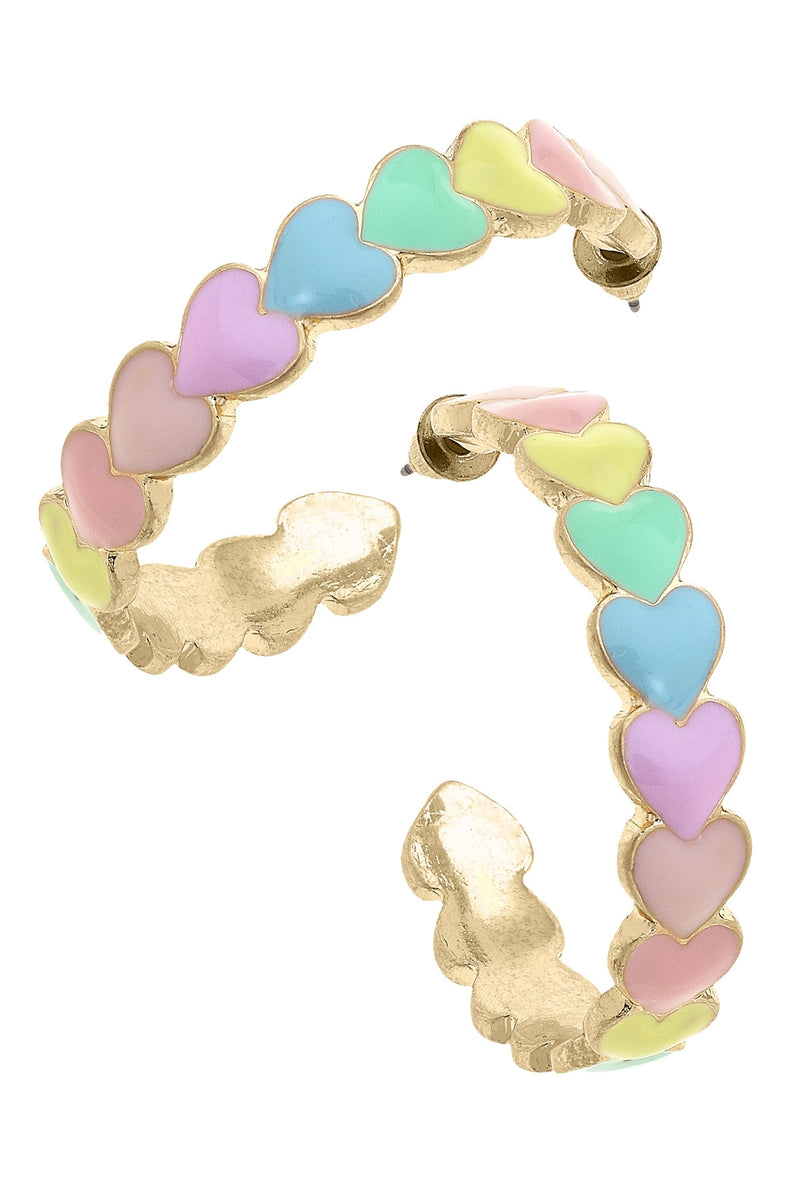 Enamel Hearts Hoop Earrings