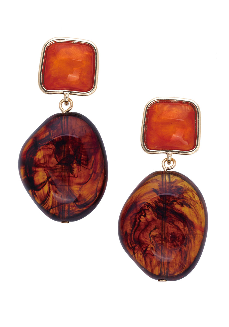 Gabby Tortoise Drop Earrings: Orange
