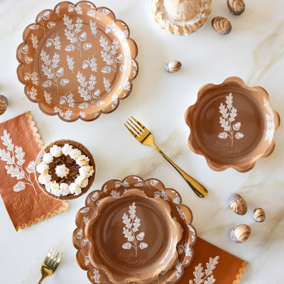 Acorns Scalloped Circle Paper Plate