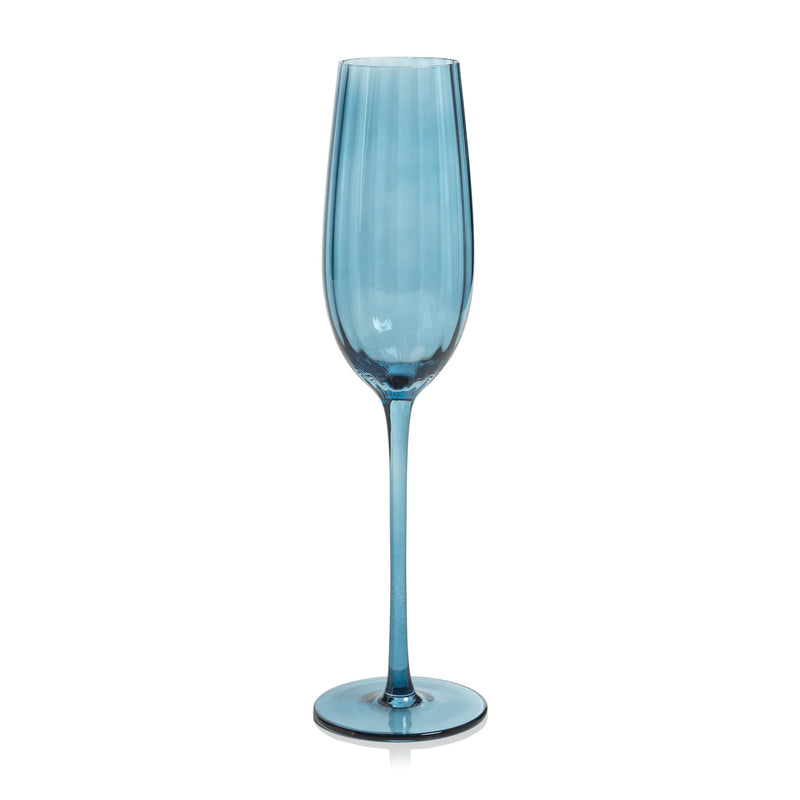 Madeleine Optic Glassware - Blue Azure, Champagne Flute
