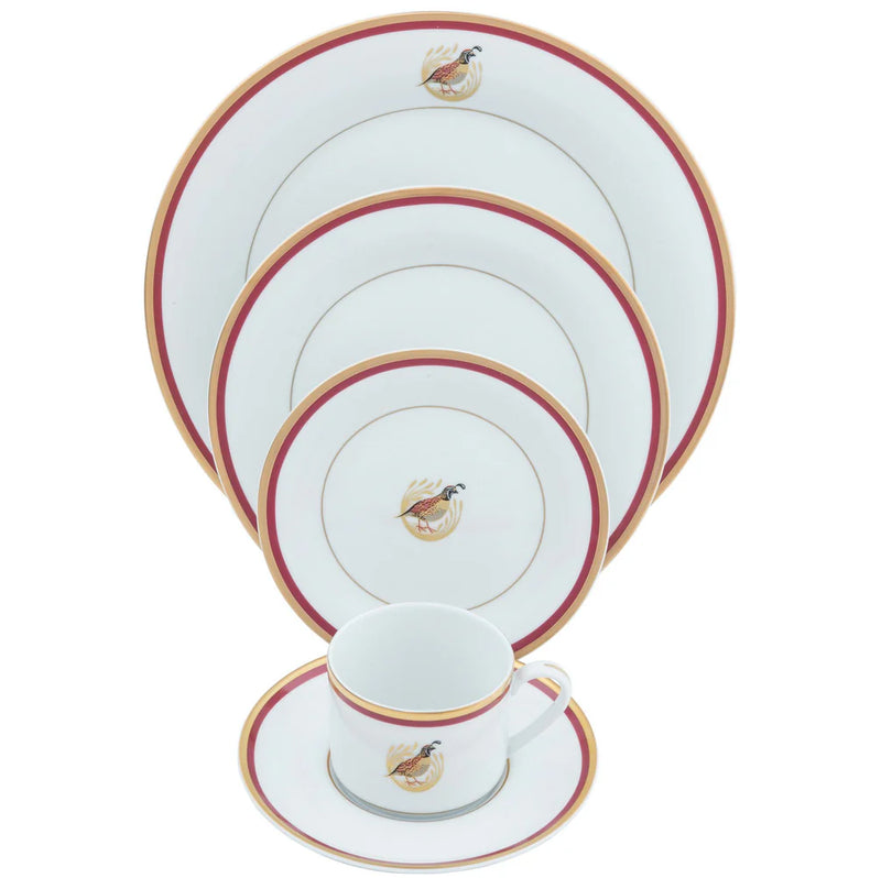 Charlotte Moss Ultra-White Quail Motif Ultra-White 5 Piece Place Setting