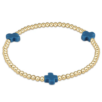 Signature Cross Gold Pattern 3mm Bead Bracelet